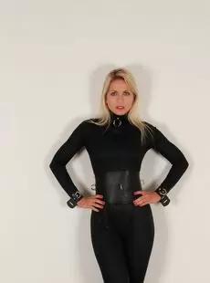 BeltBound Jenni C Bound In Tight Black Spandex